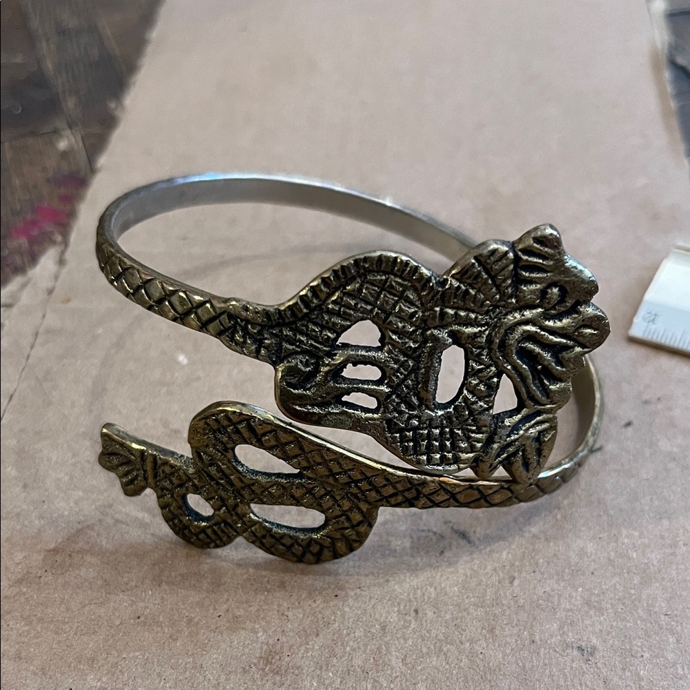 GoldBRASSSnake Cuff ARMBAND Bracelet INDIA DRAGON